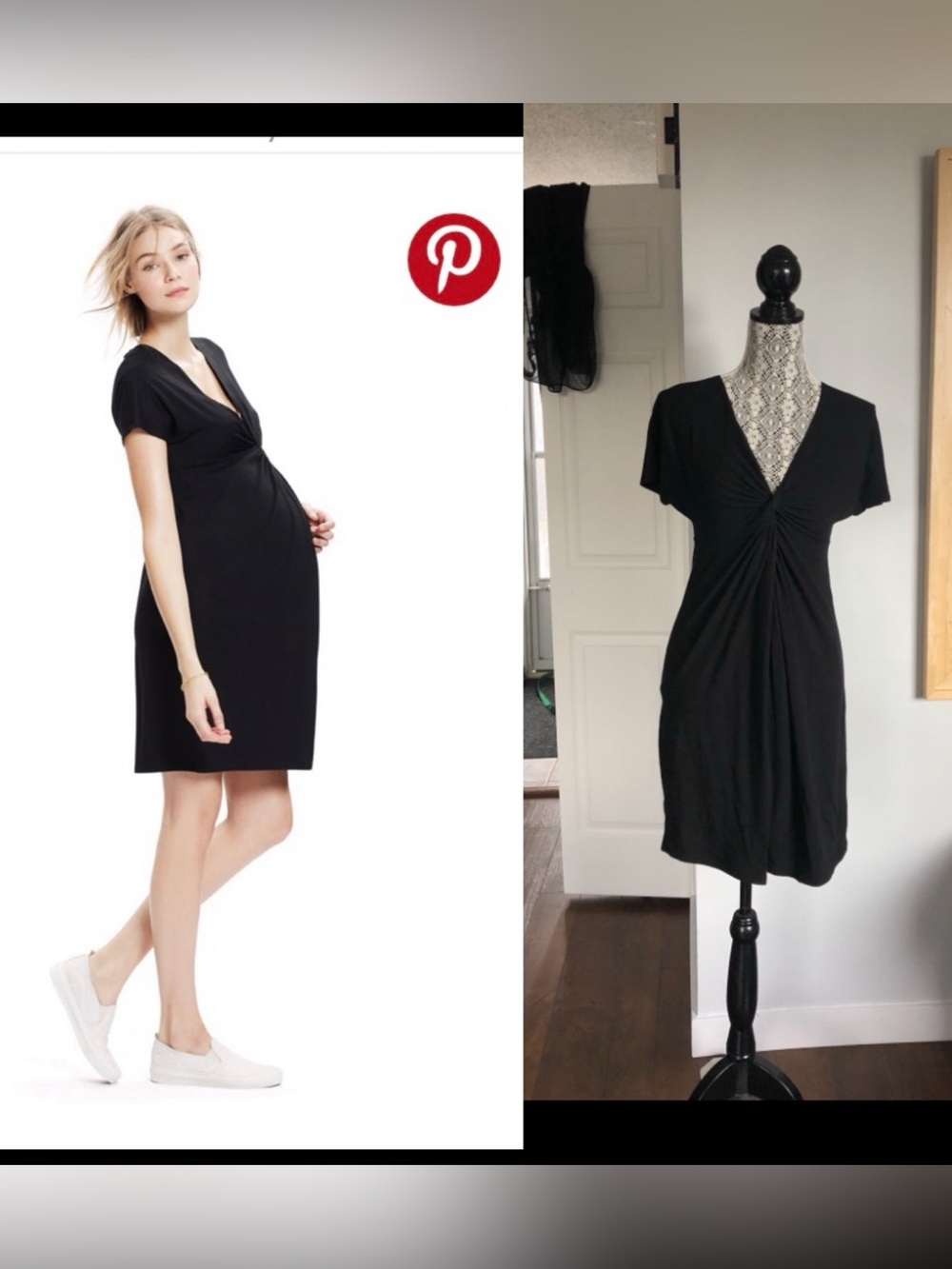 Hatch Maternity Twist Knot Front Stretchy Nursing Dress. Black. Size 2/4.